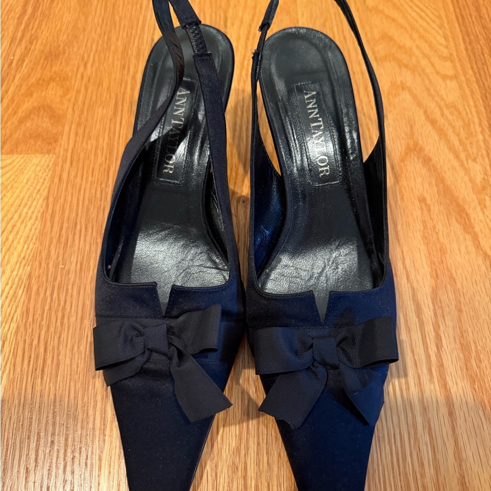 Ann Taylor Black Leather Heels 7.5